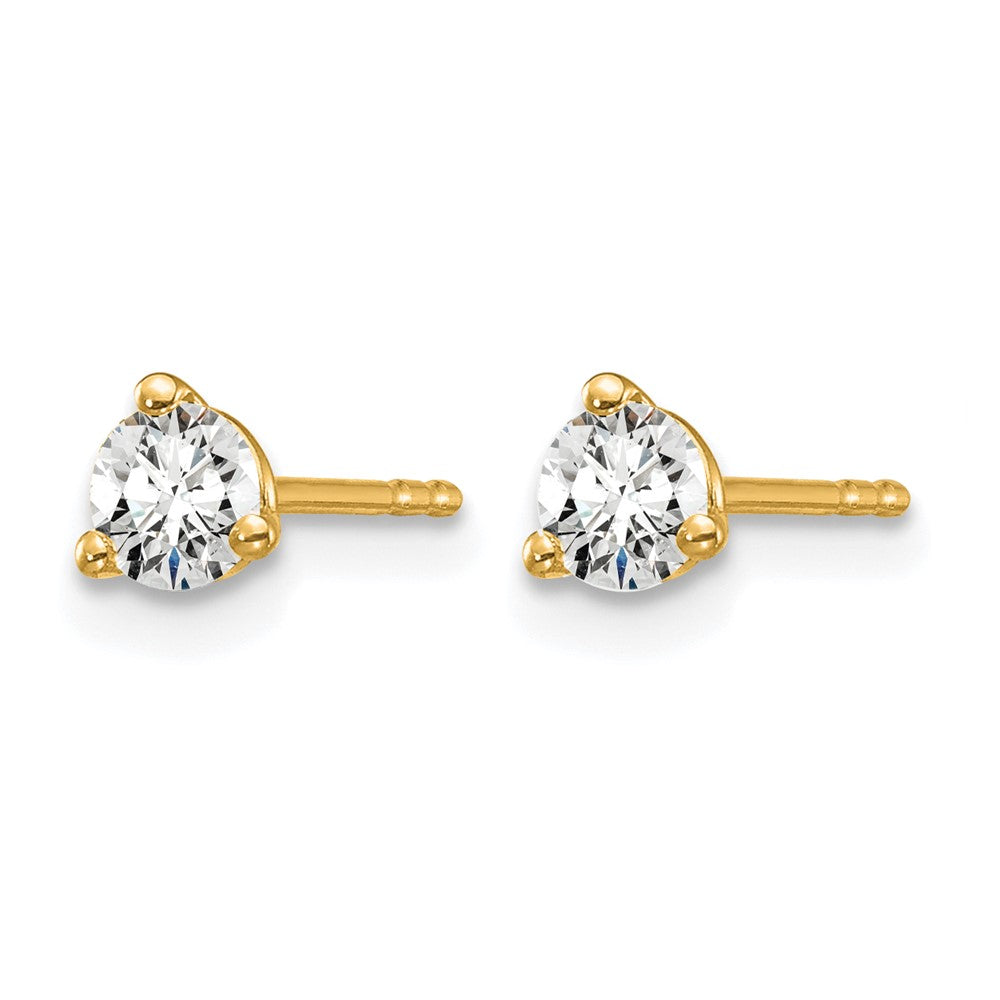 Lab Grown Diamond VS+ F+ Round Complete Three Prong Stud Earrings