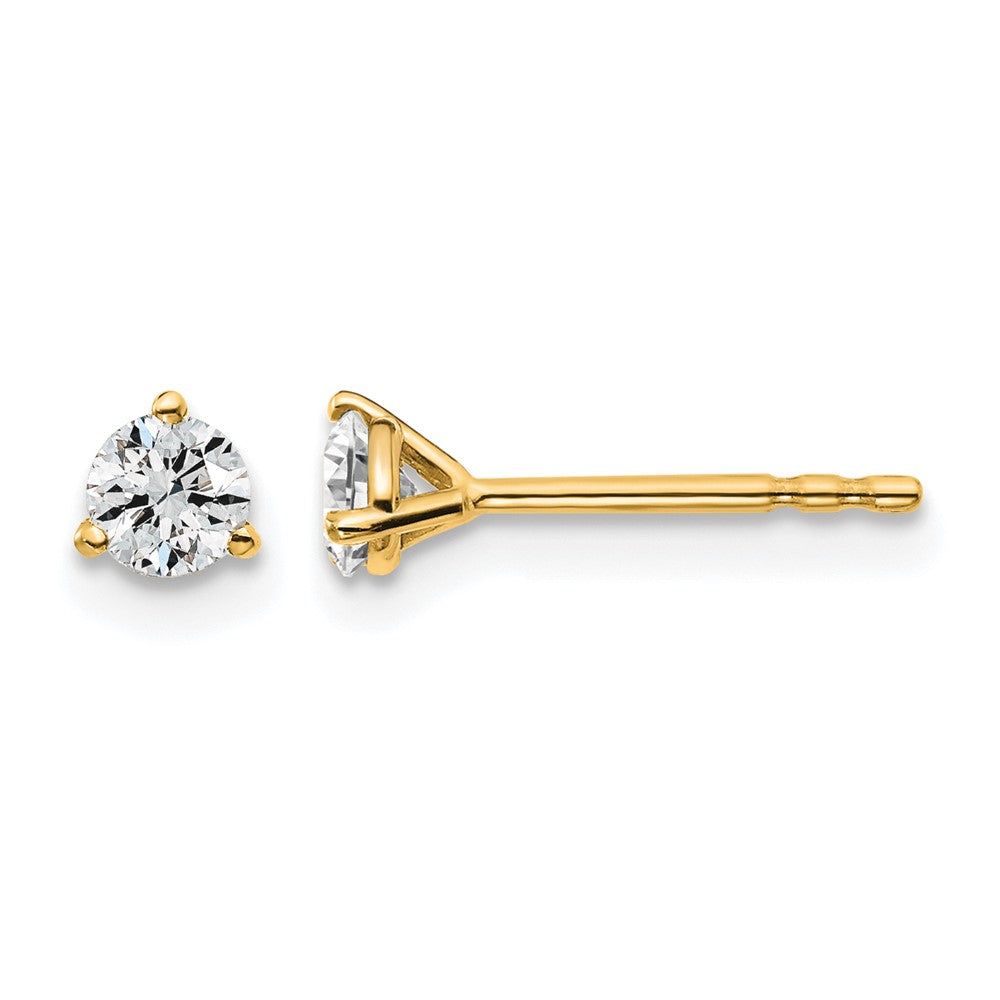 Lab Grown Diamond VS+ F+ Round Complete Three Prong Stud Earrings