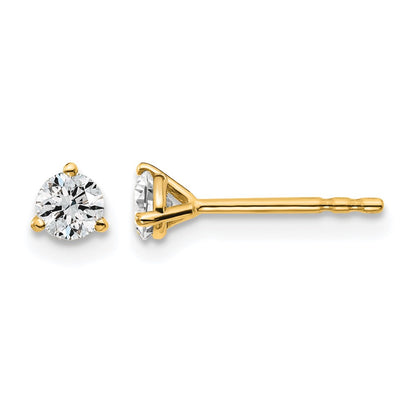 Lab Grown Diamond VS+ F+ Round Complete Three Prong Stud Earrings