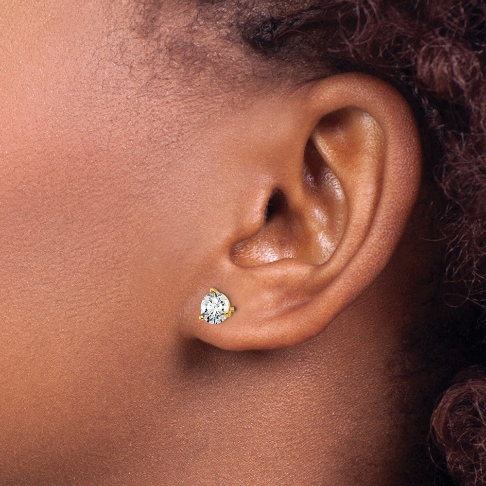 Lab Grown Diamond VS+ F+ Round Complete Three Prong Stud Earrings