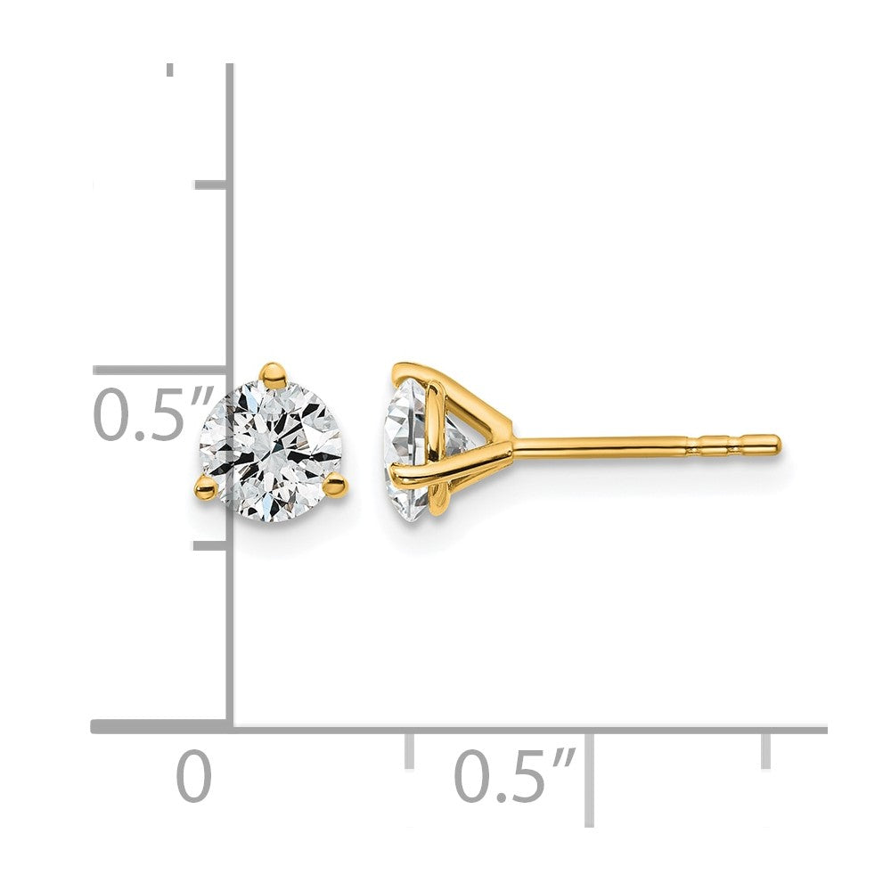 Lab Grown Diamond VS+ F+ Round Complete Three Prong Stud Earrings