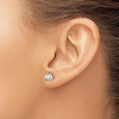 Lab Grown Diamond VS+ F+ Round Complete Three Prong Stud Earrings
