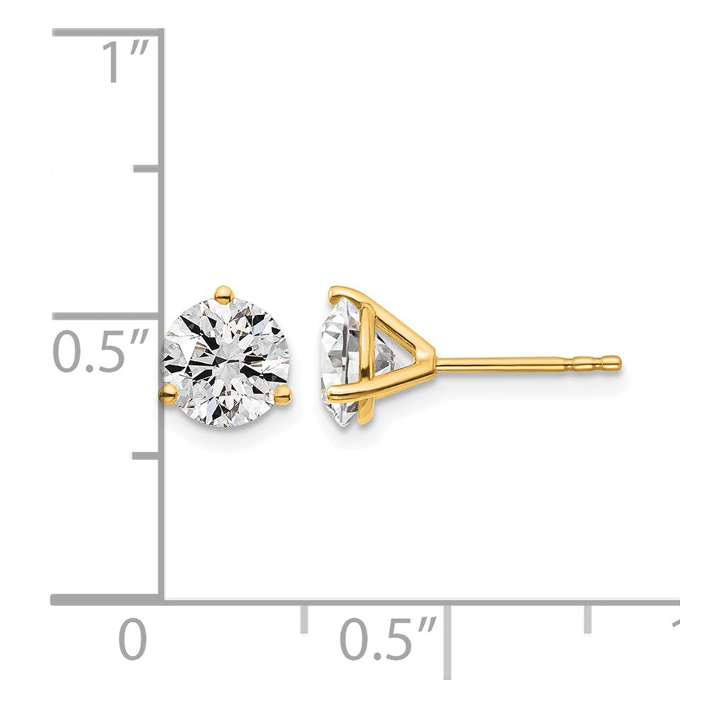 Lab Grown Diamond VS+ F+ Round Complete Three Prong Stud Earrings