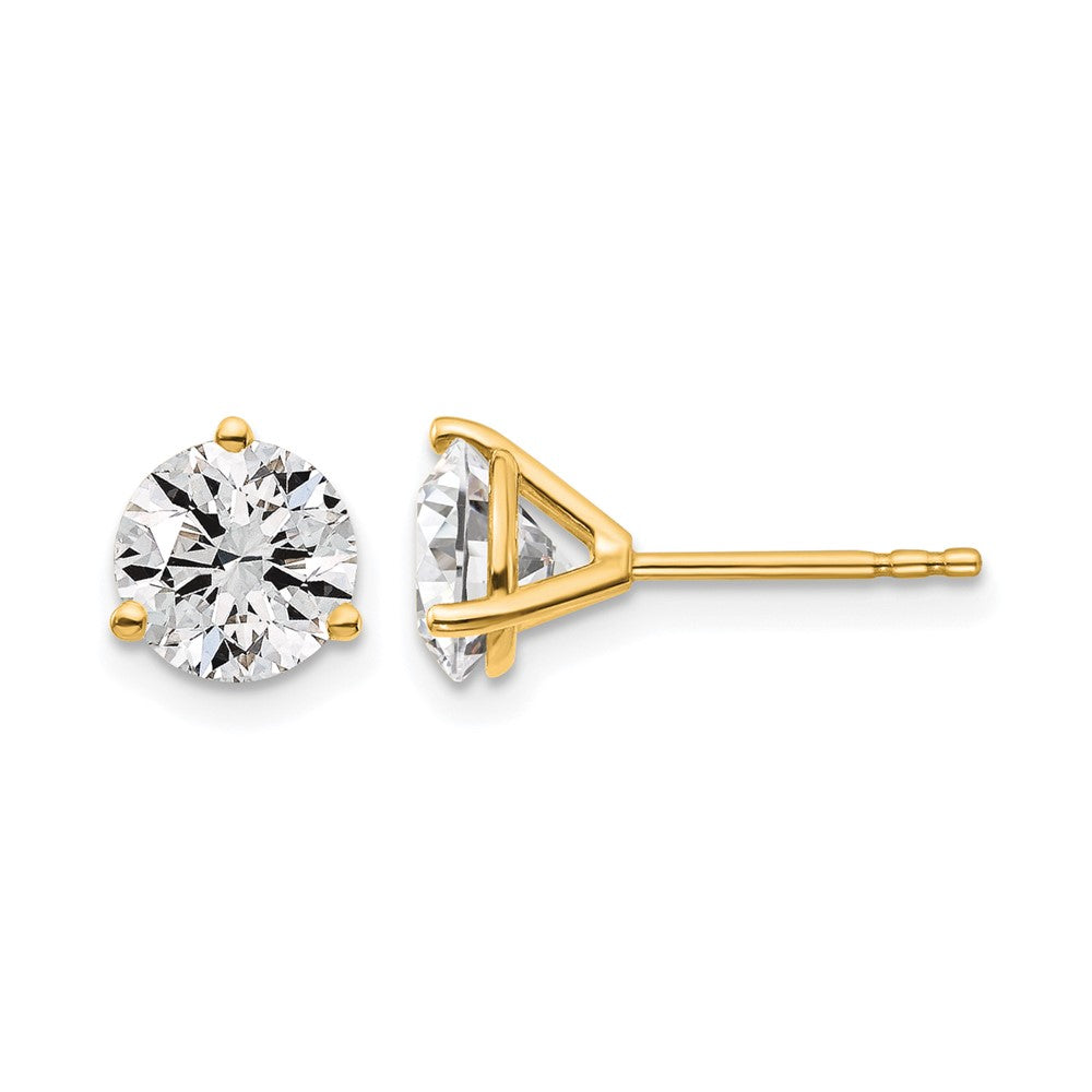Lab Grown Diamond VS+ F+ Round Complete Three Prong Stud Earrings