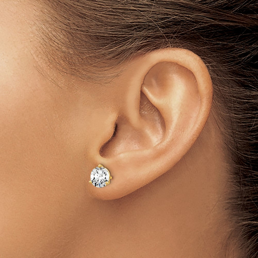 Lab Grown Diamond VS+ F+ Round Complete Three Prong Stud Earrings