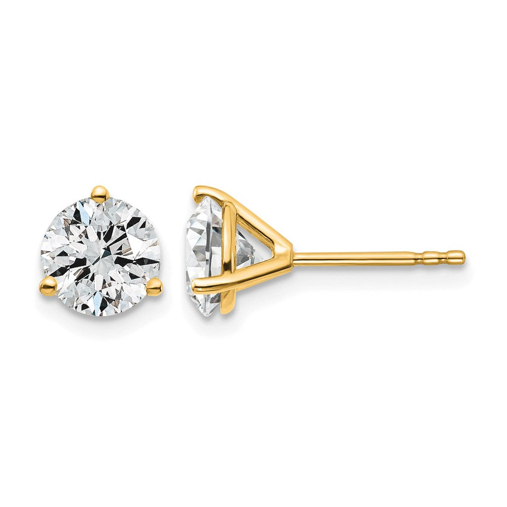 Lab Grown Diamond VS+ F+ Round Complete Three Prong Stud Earrings