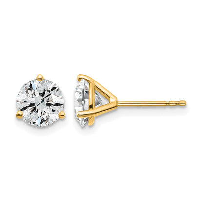 Lab Grown Diamond VS+ F+ Round Complete Three Prong Stud Earrings
