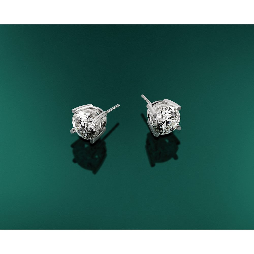 True Origin Lab Grown Diamond VS+ F+ Round Four Prong Heavy Weight Complete Stud Earrings