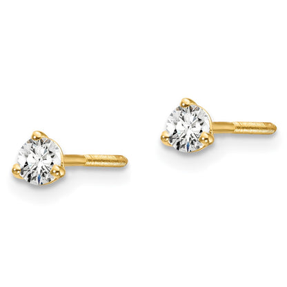 True Origin Lab Grown Diamond VS+ F+ Round Three Prong Heavy Weight Screw Back Complete Stud Earrings