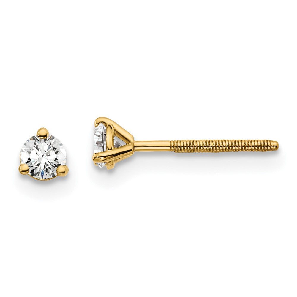 True Origin Lab Grown Diamond VS+ F+ Round Three Prong Heavy Weight Screw Back Complete Stud Earrings
