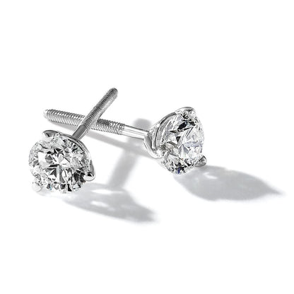 True Origin Lab Grown Diamond VS+ F+ Round Three Prong Heavy Weight Screw Back Complete Stud Earrings