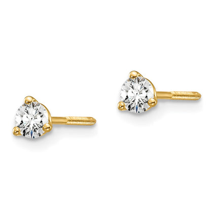 True Origin Lab Grown Diamond VS+ F+ Round Three Prong Heavy Weight Screw Back Complete Stud Earrings