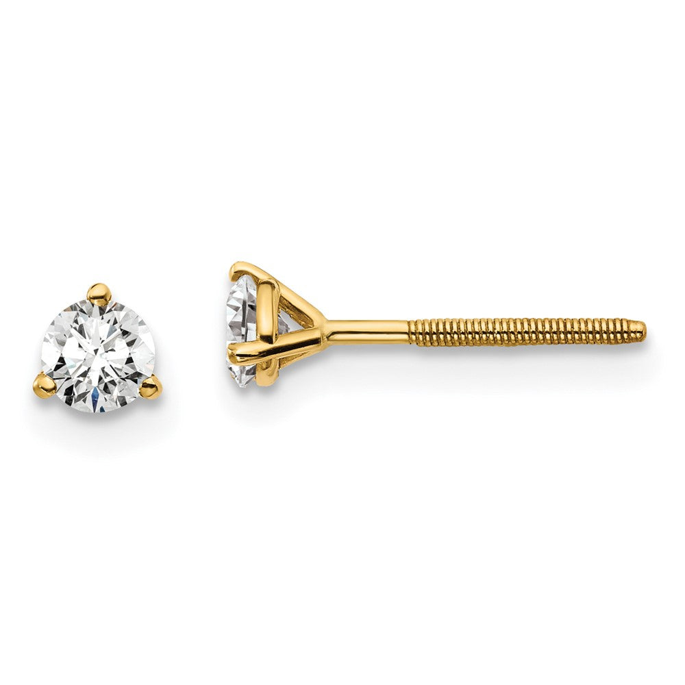True Origin Lab Grown Diamond VS+ F+ Round Three Prong Heavy Weight Screw Back Complete Stud Earrings