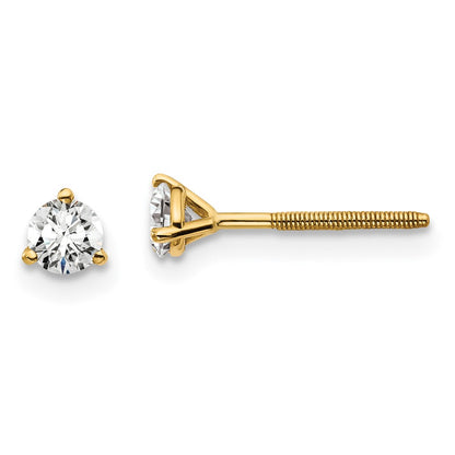 True Origin Lab Grown Diamond VS+ F+ Round Three Prong Heavy Weight Screw Back Complete Stud Earrings