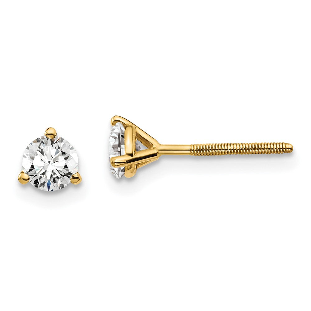 True Origin Lab Grown Diamond VS+ F+ Round Three Prong Heavy Weight Screw Back Complete Stud Earrings