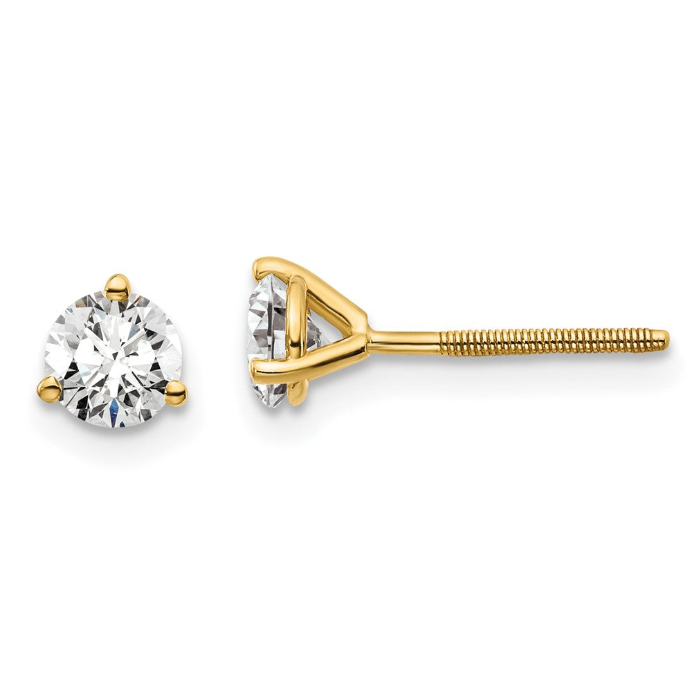 True Origin Lab Grown Diamond VS+ F+ Round Three Prong Heavy Weight Screw Back Complete Stud Earrings