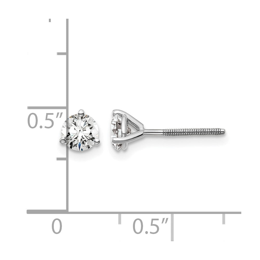 True Origin Lab Grown Diamond VS+ F+ Round Three Prong Heavy Weight Screw Back Complete Stud Earrings
