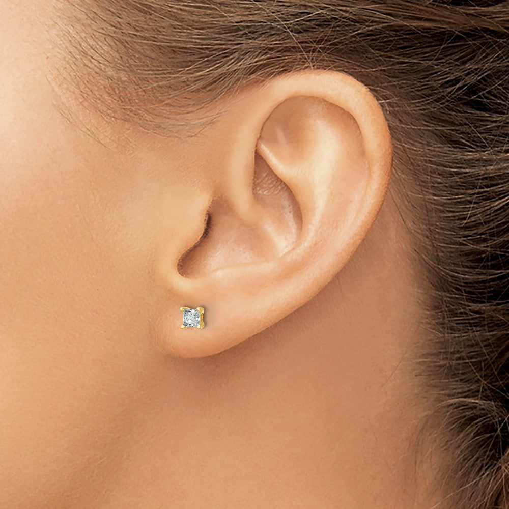 Lab Grown Diamond VS+ F+ Princess Complete Four Prong Stud Earrings
