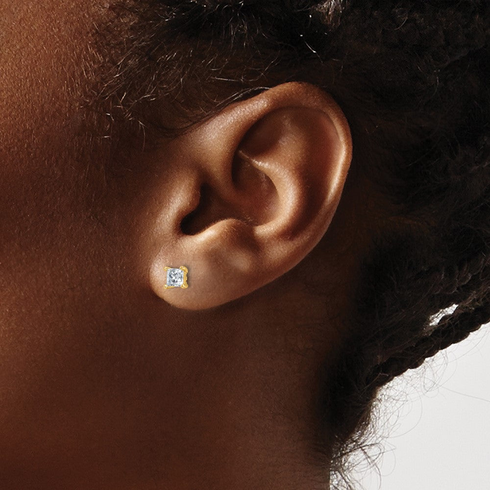 Lab Grown Diamond VS+ F+ Princess Complete Four Prong Stud Earrings