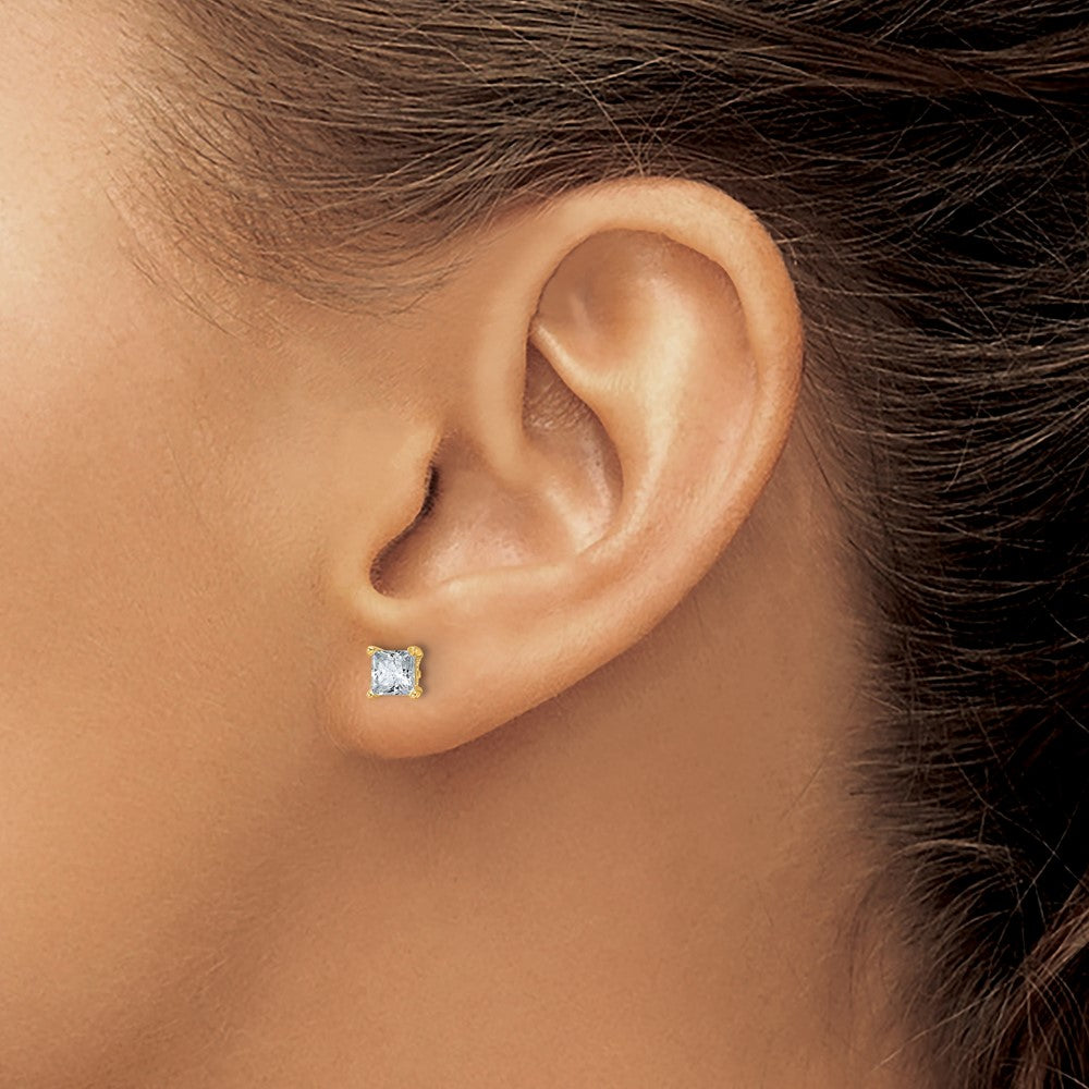 Lab Grown Diamond VS/SI+ G+ Princess Complete Four Prong Stud Earrings