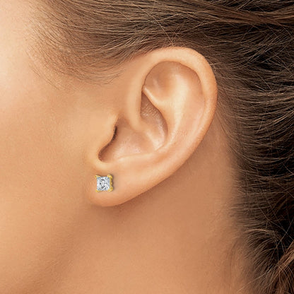 Lab Grown Diamond VS/SI+ G+ Princess Complete Four Prong Stud Earrings