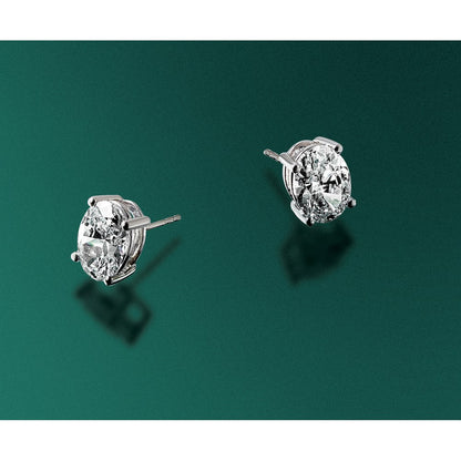 True Origin Lab Grown Diamond VS+ F+ Oval Four Prong Heavy Weight Complete Stud Earrings