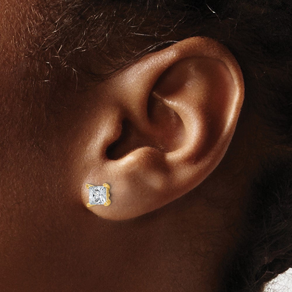True Origin Lab Grown Diamond VS+ F+ Princess Four Prong Heavy Weight Complete Stud Earrings