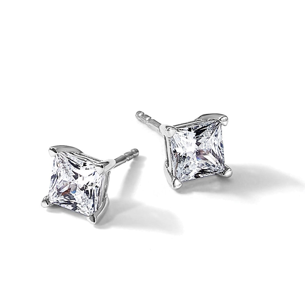 True Origin Lab Grown Diamond VS+ F+ Princess Four Prong Heavy Weight Complete Stud Earrings