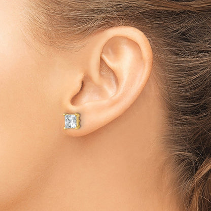 True Origin Lab Grown Diamond VS+ F+ Princess Four Prong Heavy Weight Complete Stud Earrings