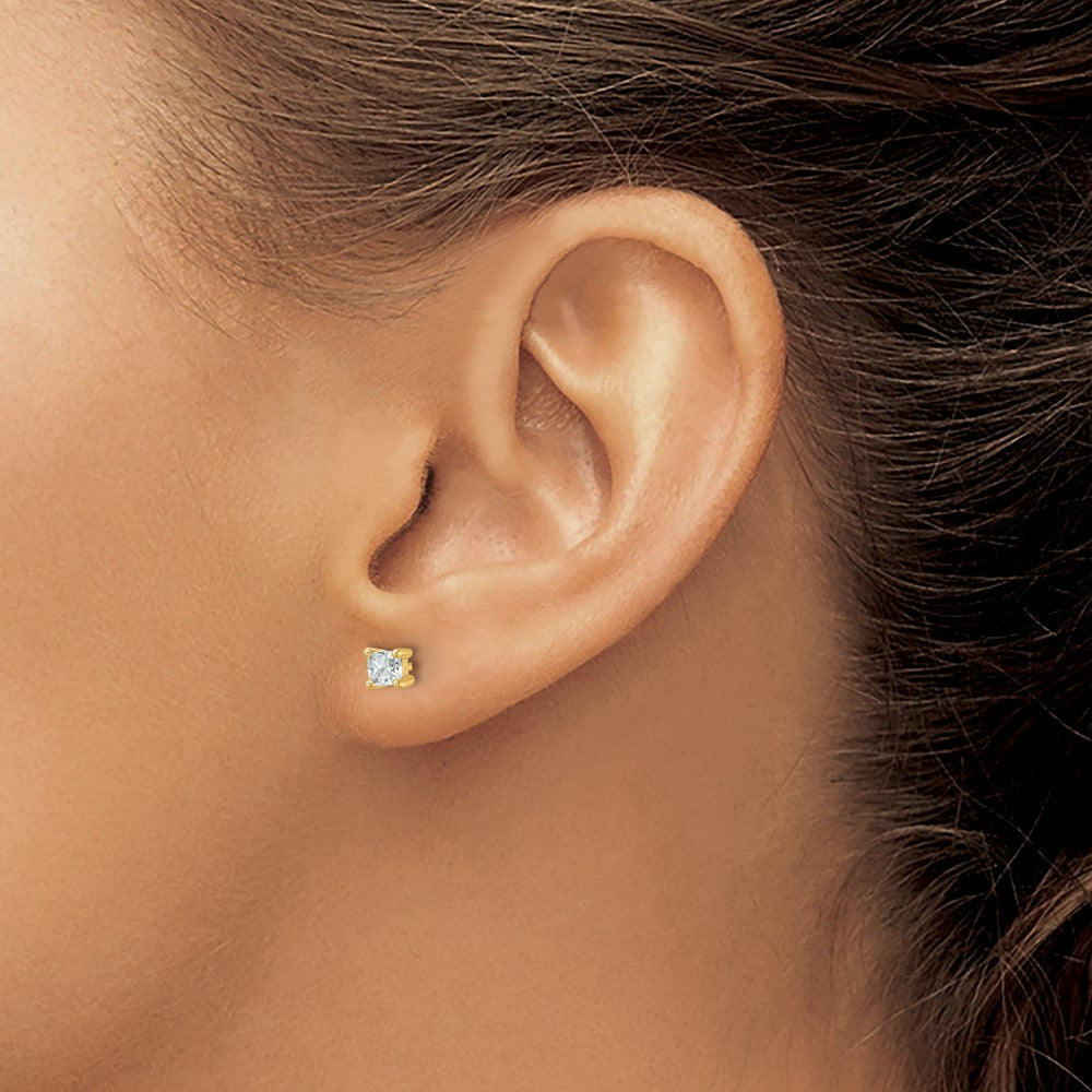 True Origin Lab Grown Diamond VS+ F+ Cushion Four Prong Heavy Weight Complete Stud Earrings