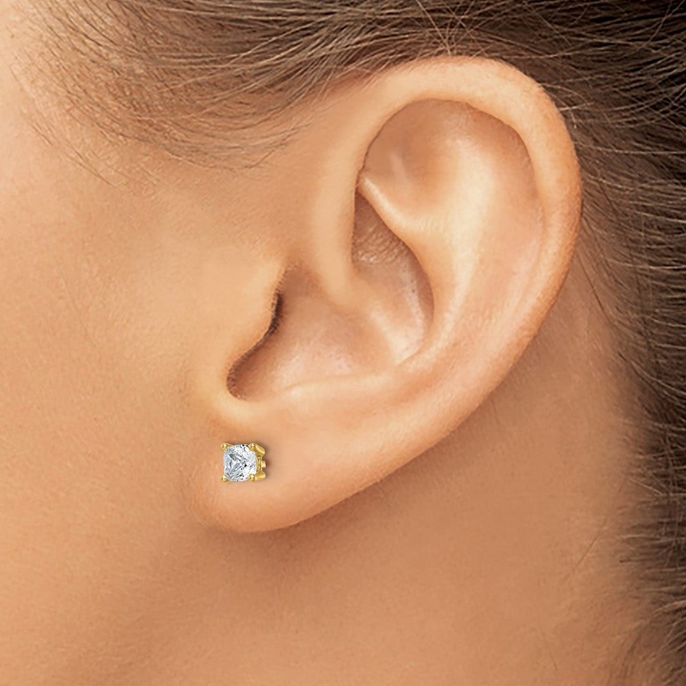 True Origin Lab Grown Diamond VS+ F+ Cushion Four Prong Heavy Weight Complete Stud Earrings