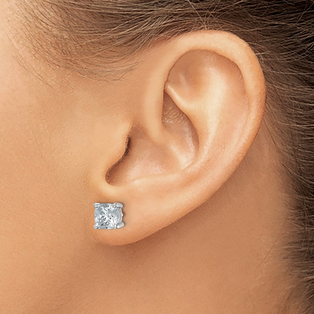 True Origin Lab Grown Diamond VS+ F+ Cushion Four Prong Heavy Weight Complete Stud Earrings