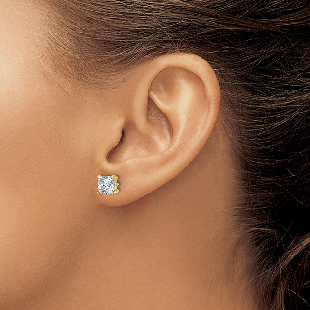 True Origin Lab Grown Diamond VS+ F+ Cushion Four Prong Heavy Weight Complete Stud Earrings