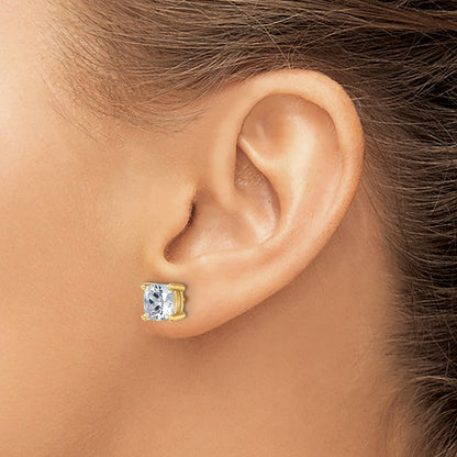 True Origin Lab Grown Diamond VS+ F+ Cushion Four Prong Heavy Weight Complete Stud Earrings
