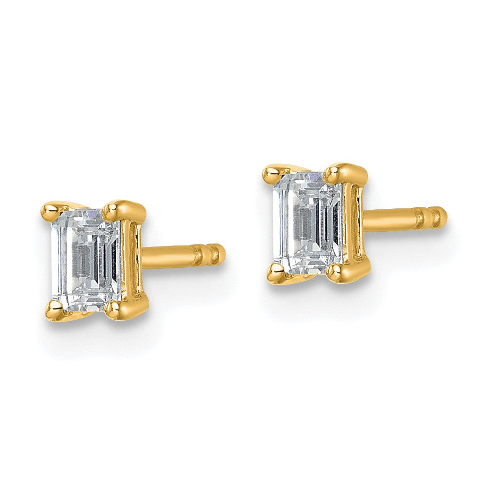 True Origin Lab Grown Diamond VS+ F+ Emerald Four Prong Heavy Weight Complete Stud Earrings