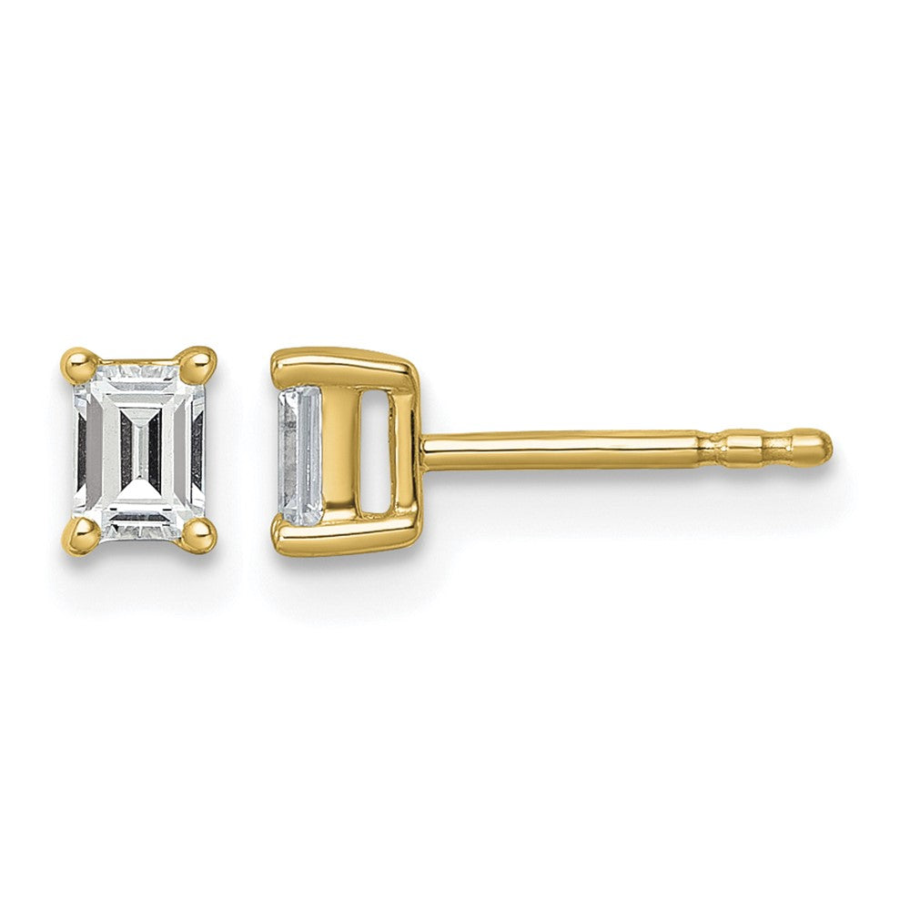 True Origin Lab Grown Diamond VS+ F+ Emerald Four Prong Heavy Weight Complete Stud Earrings