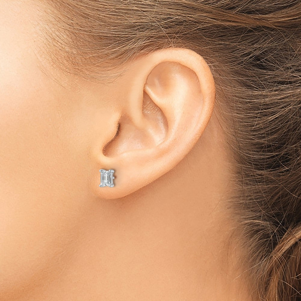 True Origin Lab Grown Diamond VS+ F+ Emerald Four Prong Heavy Weight Complete Stud Earrings