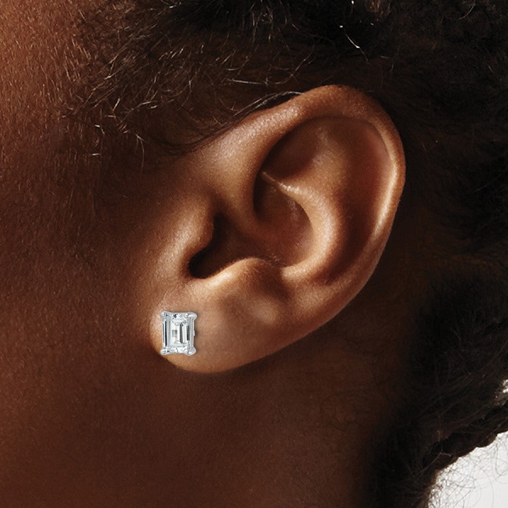 True Origin Lab Grown Diamond VS+ F+ Emerald Four Prong Heavy Weight Complete Stud Earrings