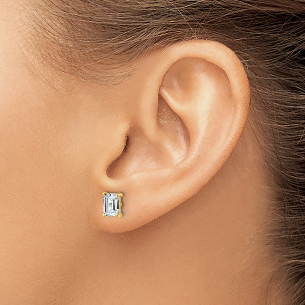 True Origin Lab Grown Diamond VS+ F+ Emerald Four Prong Heavy Weight Complete Stud Earrings
