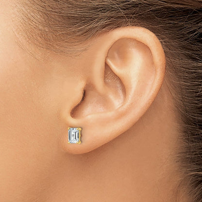 True Origin Lab Grown Diamond VS+ F+ Emerald Four Prong Heavy Weight Complete Stud Earrings