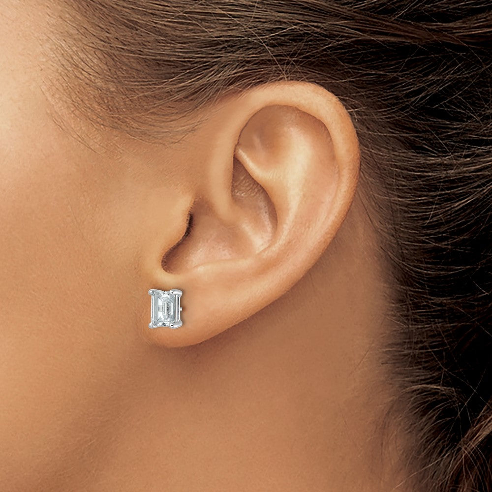 True Origin Lab Grown Diamond VS+ F+ Emerald Four Prong Heavy Weight Complete Stud Earrings