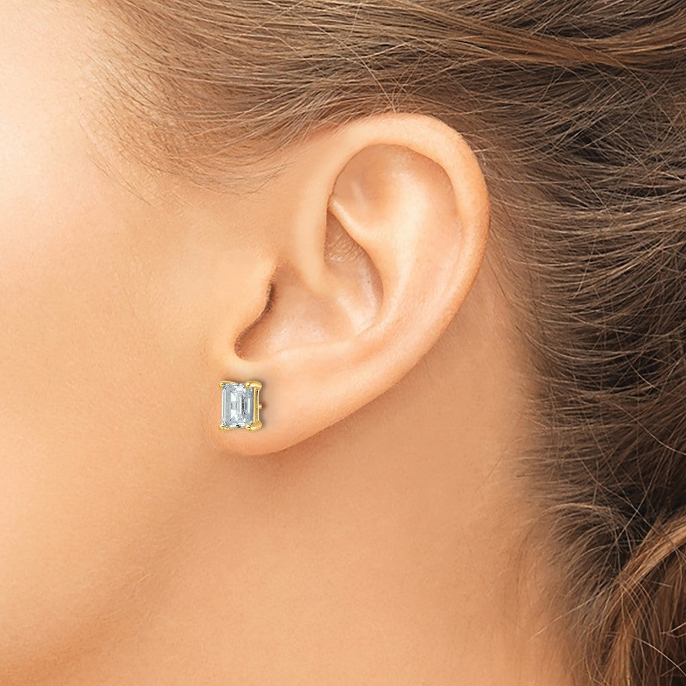 True Origin Lab Grown Diamond VS+ F+ Emerald Four Prong Heavy Weight Complete Stud Earrings