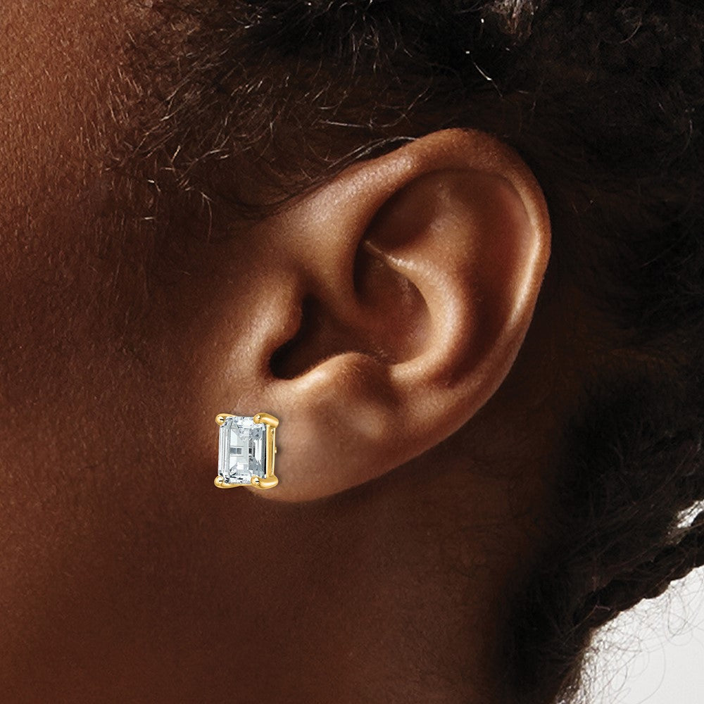 True Origin Lab Grown Diamond VS+ F+ Emerald Four Prong Heavy Weight Complete Stud Earrings