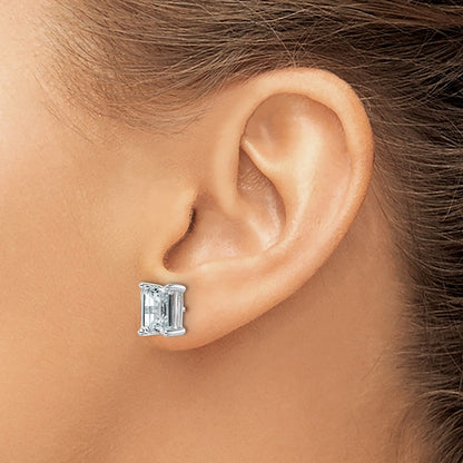 True Origin Lab Grown Diamond VS+ F+ Emerald Four Prong Heavy Weight Complete Stud Earrings