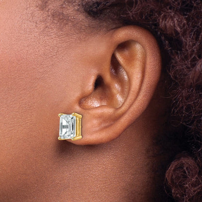 True Origin Lab Grown Diamond VS+ F+ Emerald Four Prong Heavy Weight Complete Stud Earrings