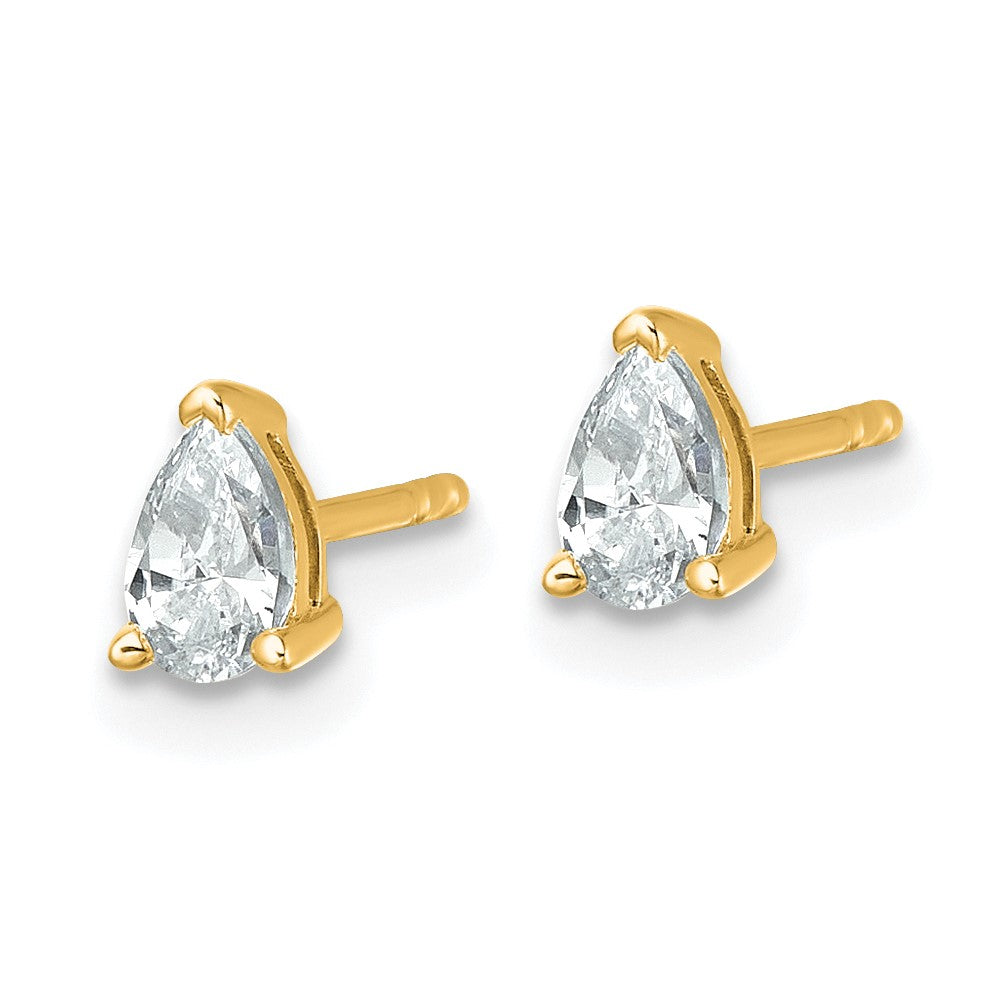 True Origin Lab Grown Diamond VS+ F+ Pear Four Prong Heavy Weight Complete Stud Earrings