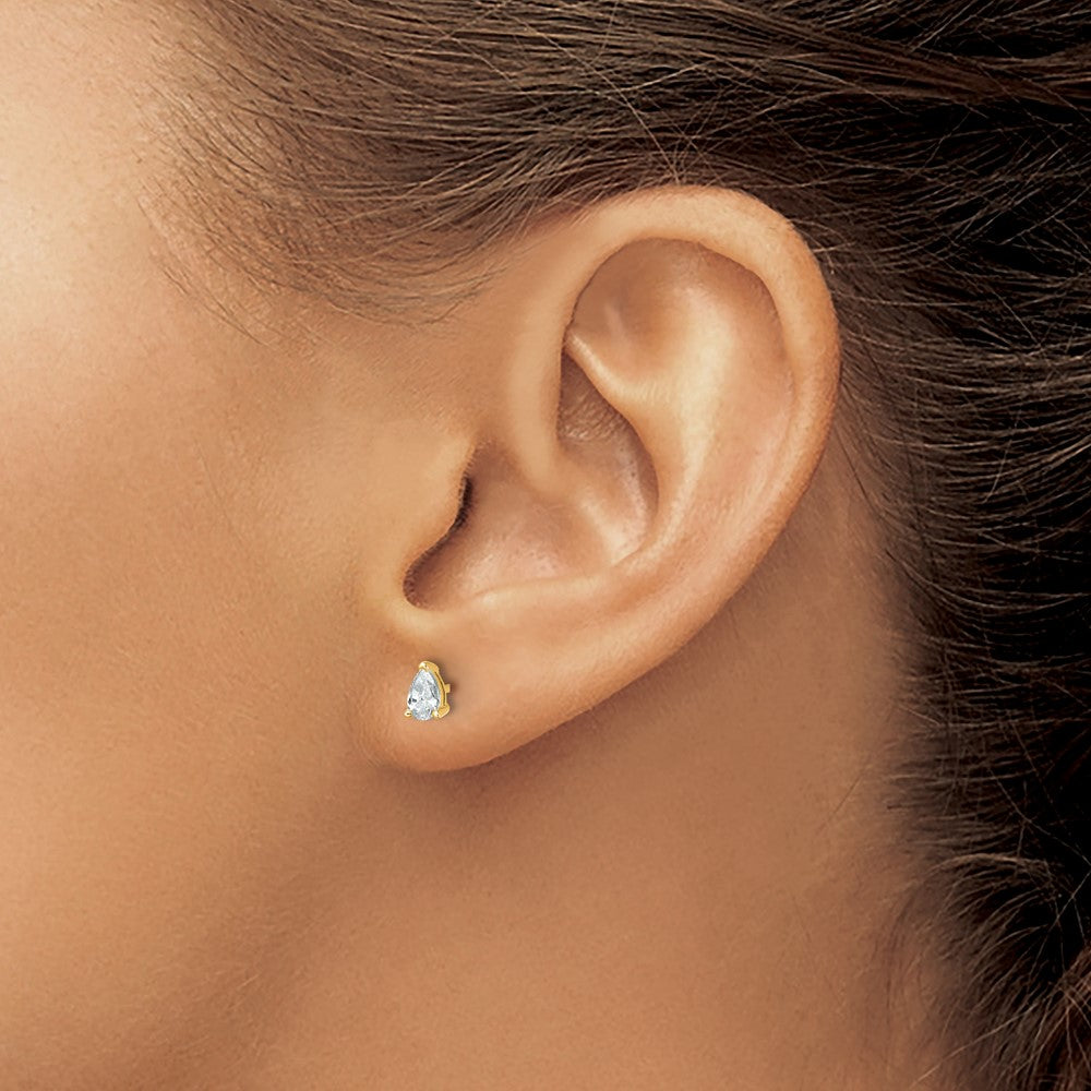 True Origin Lab Grown Diamond VS+ F+ Pear Four Prong Heavy Weight Complete Stud Earrings