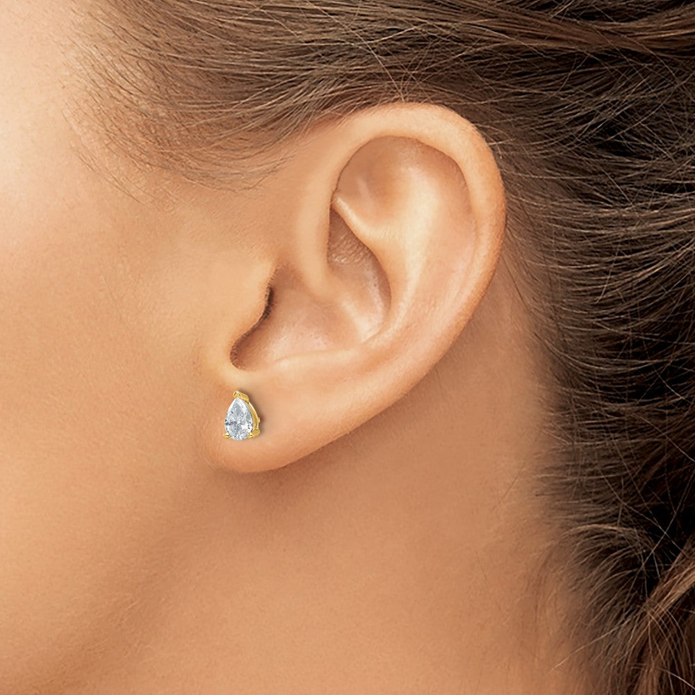 True Origin Lab Grown Diamond VS+ F+ Pear Four Prong Heavy Weight Complete Stud Earrings