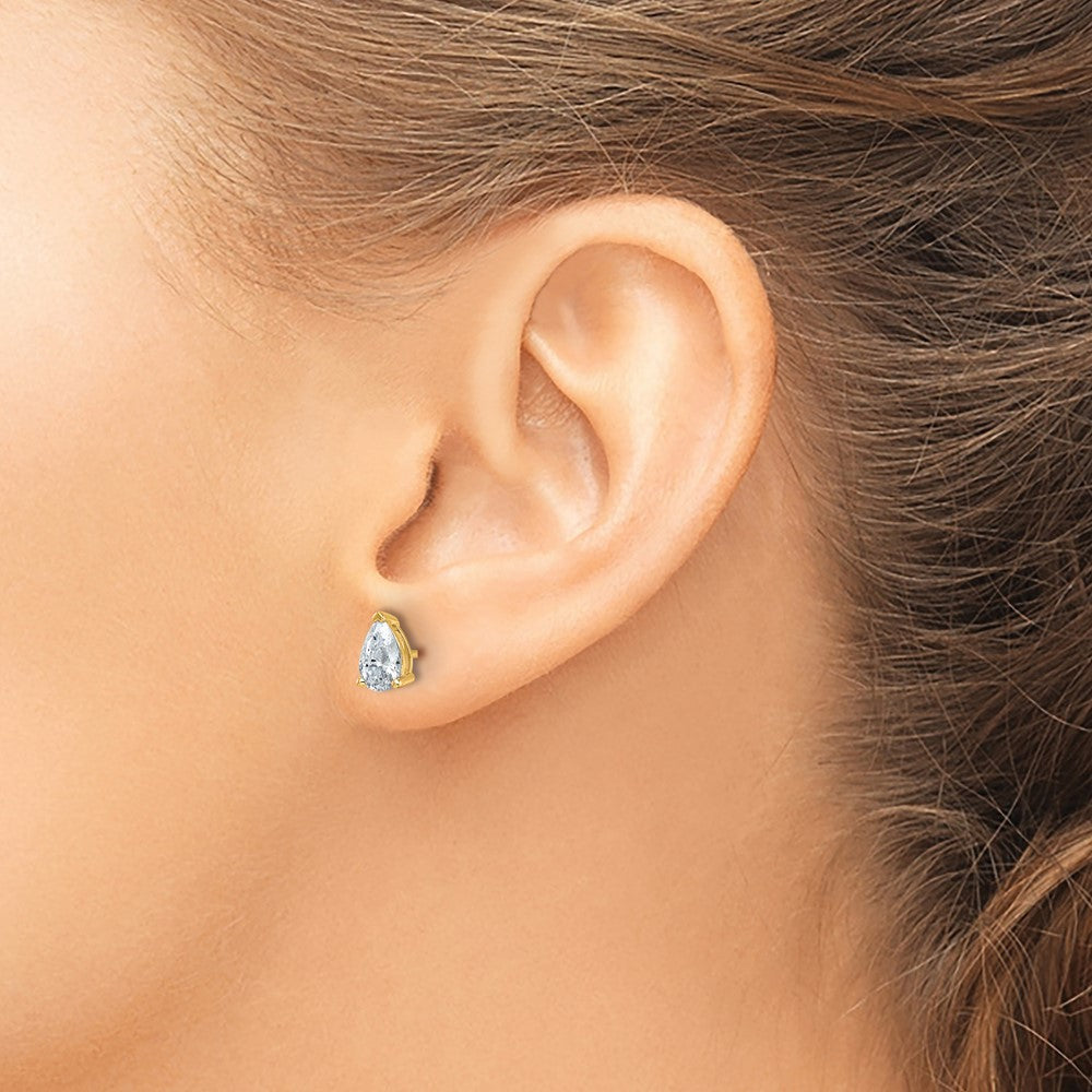 True Origin Lab Grown Diamond VS+ F+ Pear Four Prong Heavy Weight Complete Stud Earrings