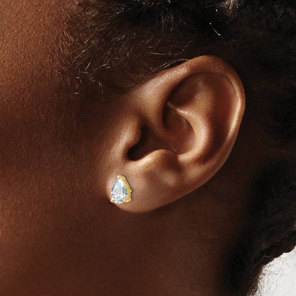 True Origin Lab Grown Diamond VS+ F+ Pear Four Prong Heavy Weight Complete Stud Earrings